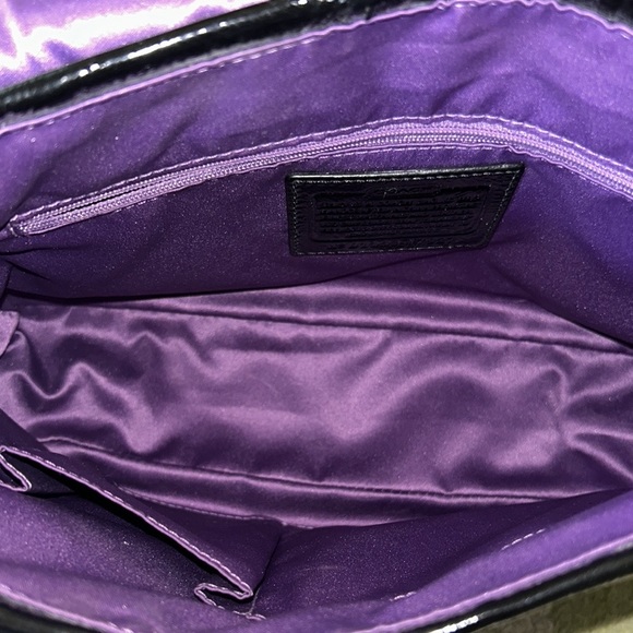 RARE COACH Poppy Tweed Black Patent Flap Shoulder Bag 17927 - Picture 14 of 16